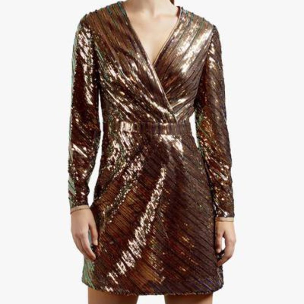 Ted Baker London Stripe Sequin Mini Dress